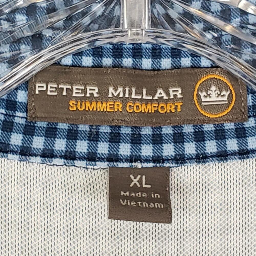 Peter Millar Shirt Summer Comfort Golf Polo Men's XL Blue Gingham SS - Picture 6 of 8